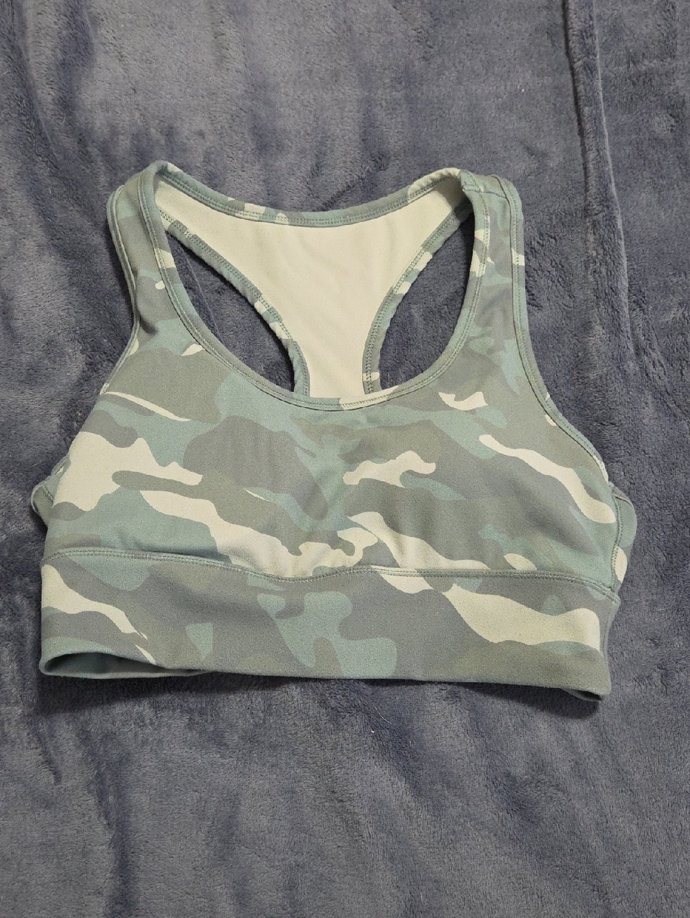 Women's Camo Racerback Sports Bra - Green/Cream